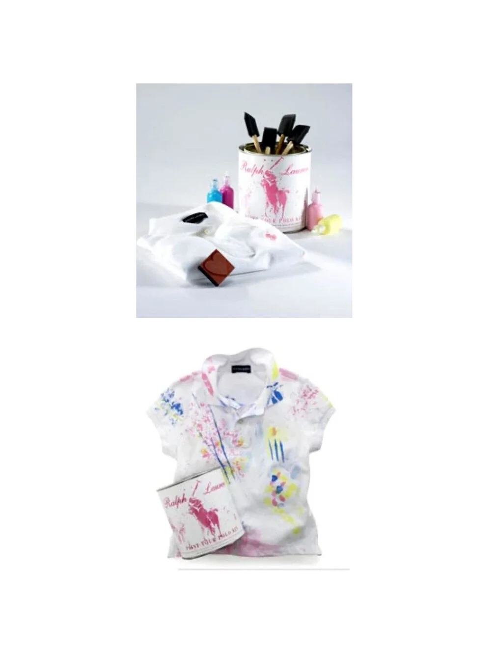 RARE NEW Polo Ralph Lauren Paint Your Polo Party Kit 3 Youth Medium 10 Pink Pony